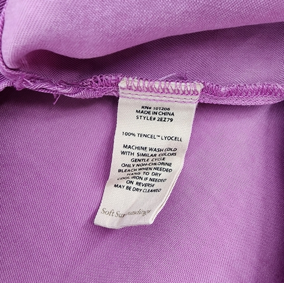 Soft Surroundings Cusabo‎ In Tencel Pintuck Blouse Iris Orchid Purple NEW - Picture 12 of 13